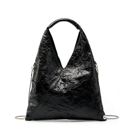 Schultertasche für Damen ⎜ Leichte Ledertasche mit glänzender Oberfläche und viel Platz für Alltag und Büro