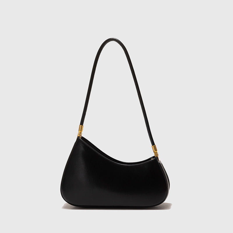 Klassische Schultertasche für Damen ⎜ Minimalistische Unterarmtasche mit edlen Metallakzenten