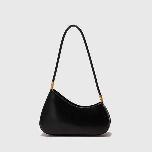 Klassische Schultertasche für Damen ⎜ Minimalistische Unterarmtasche mit edlen Metallakzenten
