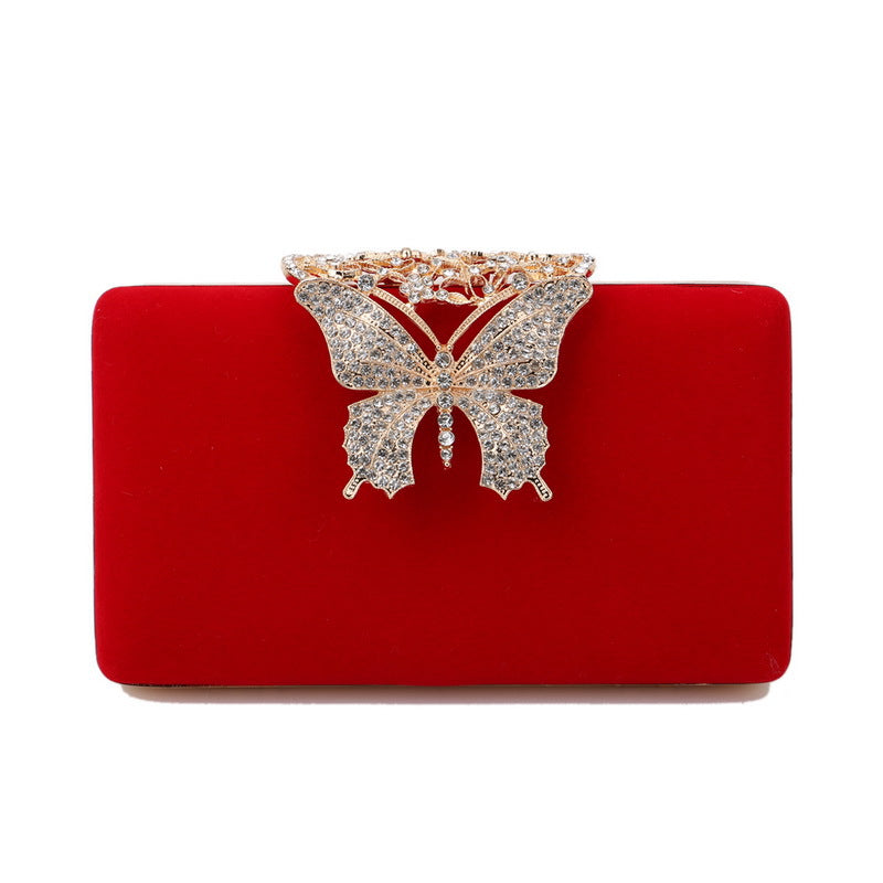 Abendtasche mit Samt und Schmetterlingverschluss ⎜ Edle Clutch für festliche Anlässe mit glitzerndem Detail
