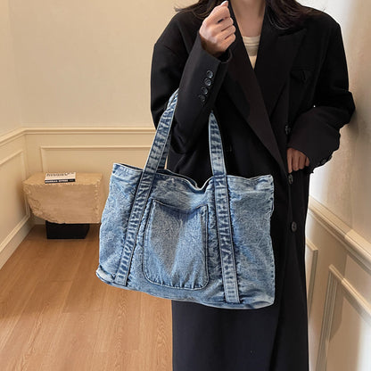 Jeanstasche für Damen ⎜ Lässige Tasche im Retro-Look und Doppelhenkeln