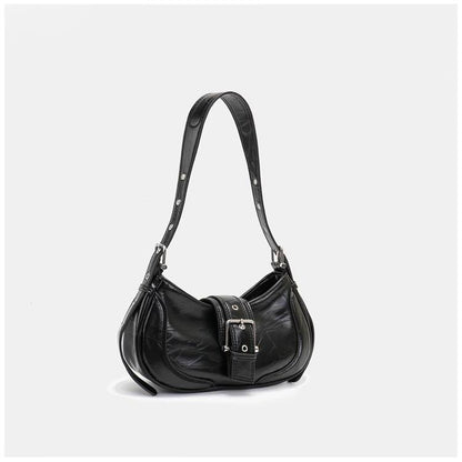 Baguette Tasche in Braun ⎜ Elegante Schultertasche mit Riemen und Schnalle für schicke Anlässe