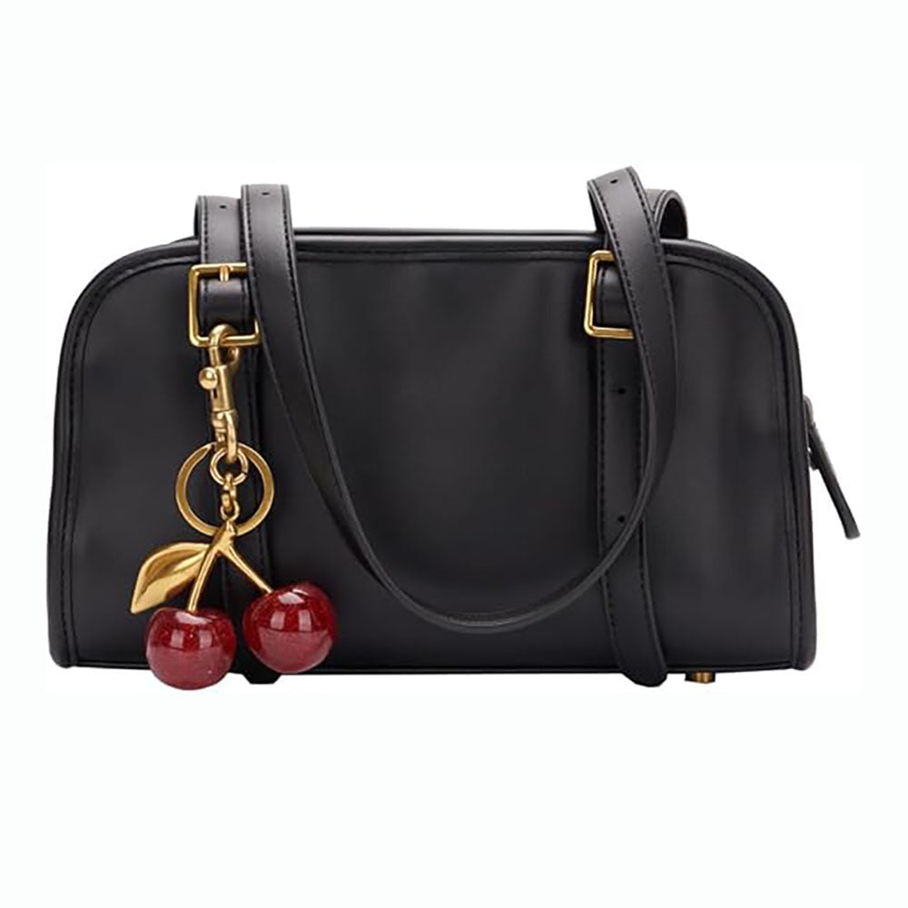 Anhänger mit Kirschmotiv ⎜ Dreidimensionaler Taschenanhänger aus Metall für Handtaschen