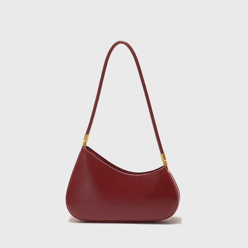 Klassische Schultertasche für Damen ⎜ Minimalistische Unterarmtasche mit edlen Metallakzenten