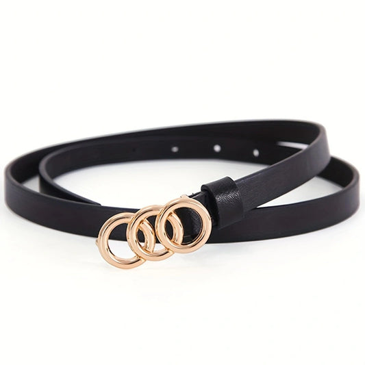 Retro-Taillengürtel mit Dreifach-Ring ⎜ Schmaler Gürtel für elegante Outfits