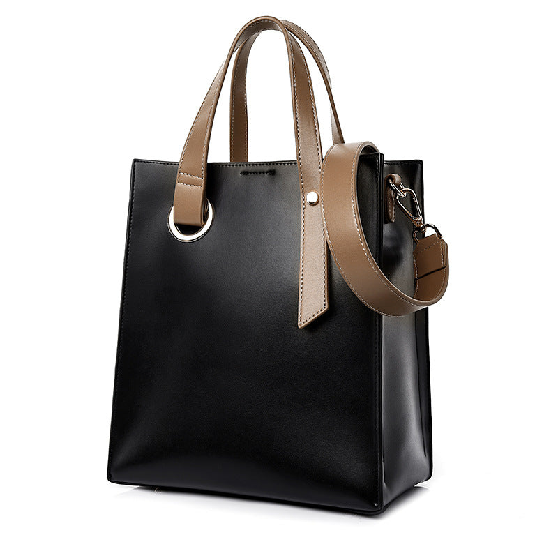 Elegante Handtasche für Damen ⎜ Minimalistische Tragetasche mit Kontrastgriff für Büro und Freizeit