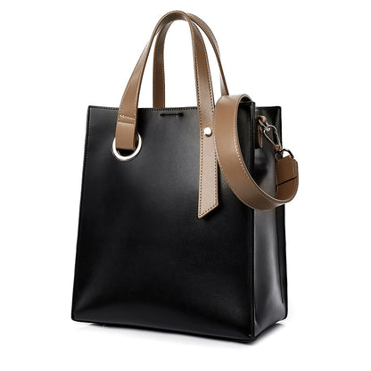 Elegante Handtasche für Damen ⎜ Minimalistische Tragetasche mit Kontrastgriff für Büro und Freizeit