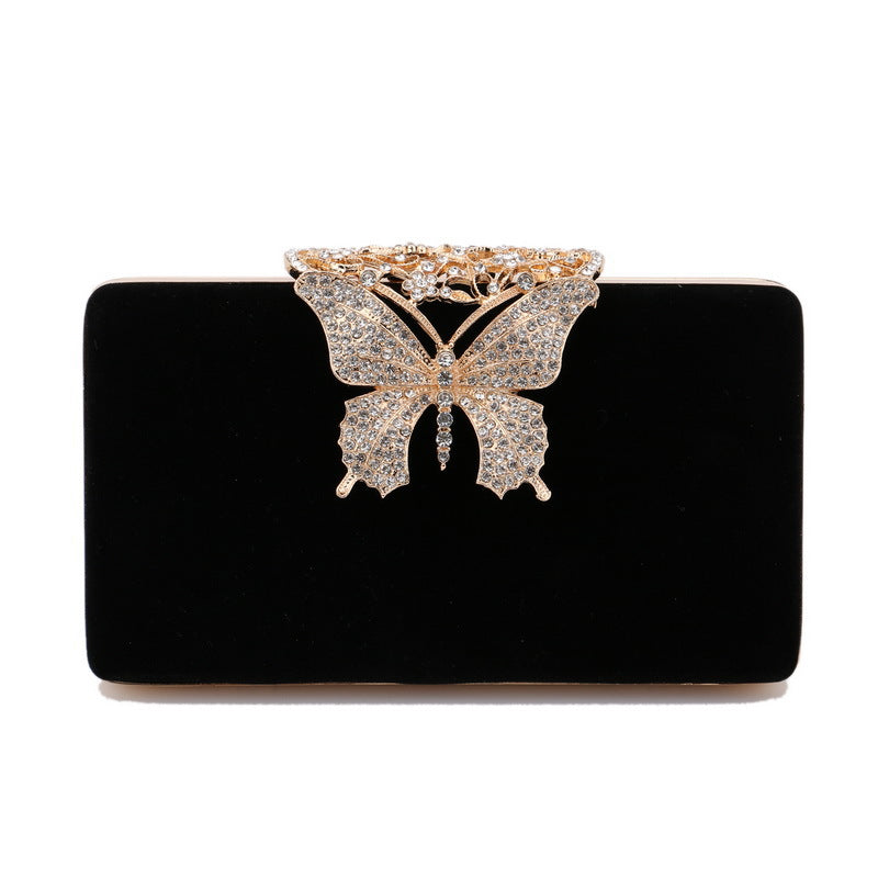 Abendtasche mit Samt und Schmetterlingverschluss ⎜ Edle Clutch für festliche Anlässe mit glitzerndem Detail