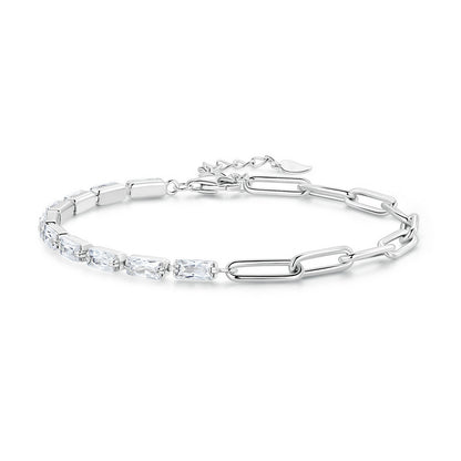 Schlichtes Zirkonia-Armband für Damen ⎜ Feines Silberkettchen für dezente Eleganz im Alltag und zu Anlässen (925 Silber)