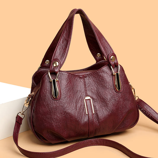 Klassische Handtasche für Damen ⎜ Praktische Umhängetasche im Retro-Stil mit weichem Material und viel Platz