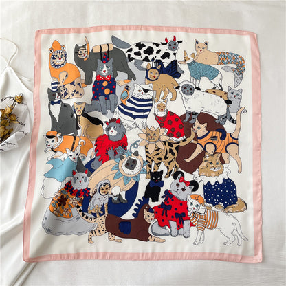 Seidenschal mit verspieltem Motiv ⎜ Leichtes Tuch für Frühling und Sommer in farbenfrohem Design