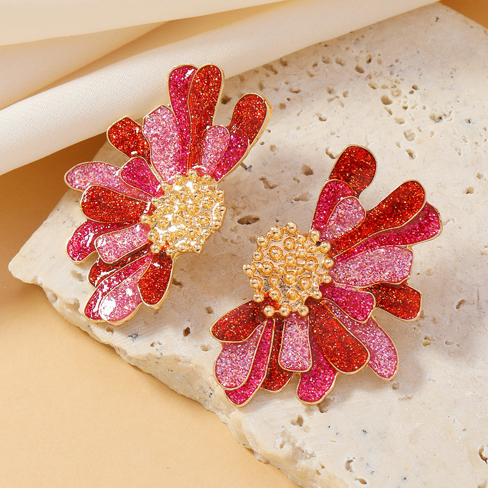 Blumenstecker im Ethno-Look ⎜ Farbige Ohrringe mit kunstvollem Muster für ausdrucksstarke Styles