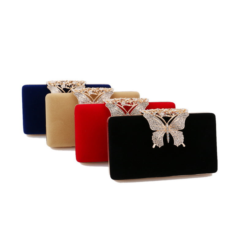 Abendtasche mit Samt und Schmetterlingverschluss ⎜ Edle Clutch für festliche Anlässe mit glitzerndem Detail