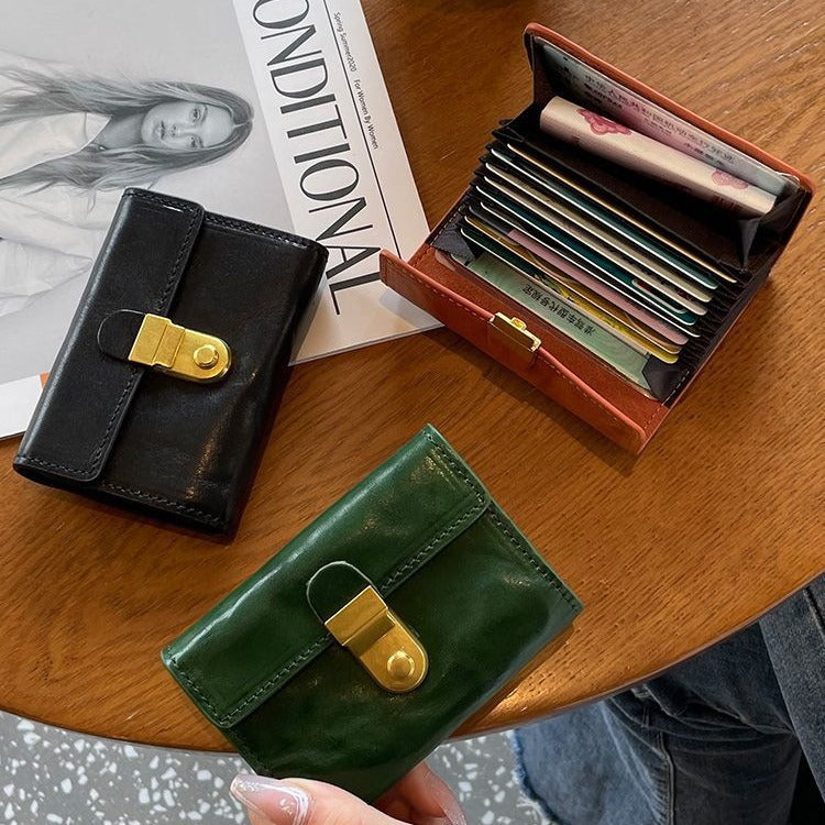 Damen Geldbörse mit Clipverschluss ⎜ Mehrfach faltbares Portemonnaie mit viel Platz für Karten und Bargeld