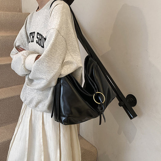 Große Umhängetasche für Damen ⎜ Weiche Ledertasche im Vintage-Stil mit viel Stauraum für Büro und Shopping