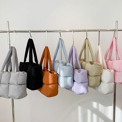 Puff-Tasche für Damen ⎜ Gepolsterte Schultertasche in Stepp-Optik für gemütliche Tage