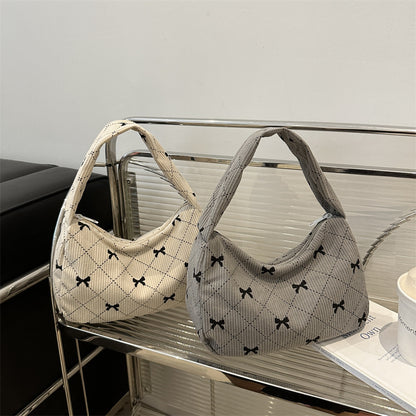 Cordtasche für Damen ⎜ Leichte Schultertasche aus Stoff mit Muster für Freizeit, Stadt und Shopping