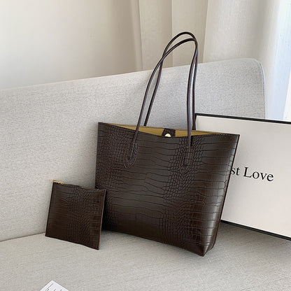 Shopper Tasche für Damen ⎜ Elegante Schultertasche in Lederoptik mit Krokoprägung und viel Stauraum