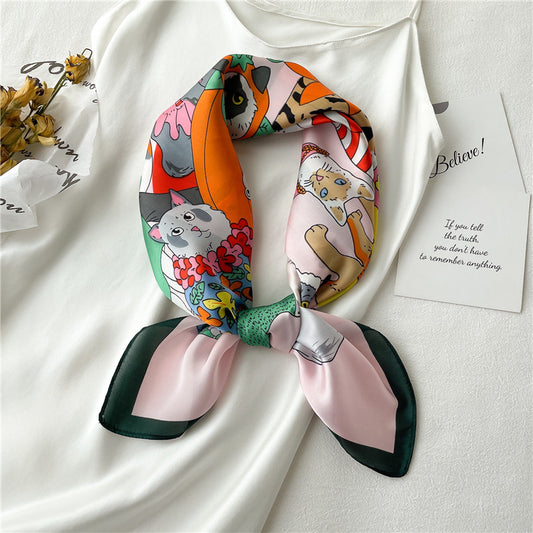 Seidenschal mit verspieltem Motiv ⎜ Leichtes Tuch für Frühling und Sommer in farbenfrohem Design