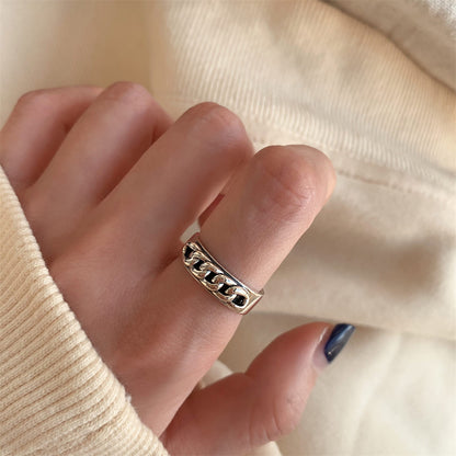 Damenring aus Sterling Silber ⎜ Offenes Design im Retro-Stil für schlichte Eleganz im Alltag oder zu besonderen Anlässen