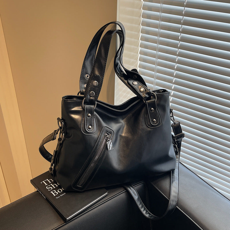 Große Umhängetasche für Damen ⎜ Vielseitige Schultertasche in Lederoptik mit Reißverschluss und Stauraum