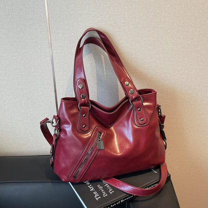 Große Umhängetasche für Damen ⎜ Vielseitige Schultertasche in Lederoptik mit Reißverschluss und Stauraum