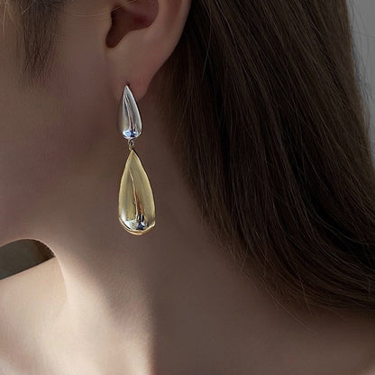 Lange Tropfenohrringe in Zweifarb-Optik ⎜ Ideal für elegante Abendgarderobe