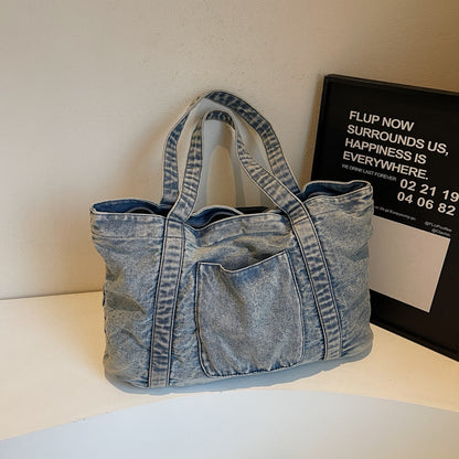 Jeanstasche für Damen ⎜ Lässige Tasche im Retro-Look und Doppelhenkeln