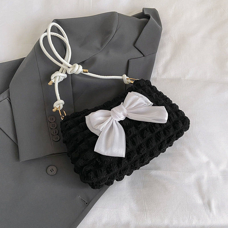 Vintage Tasche für Damen ⎜ Modische Handtasche mit Schleife im Vintage-Stil für Freizeit und Alltag