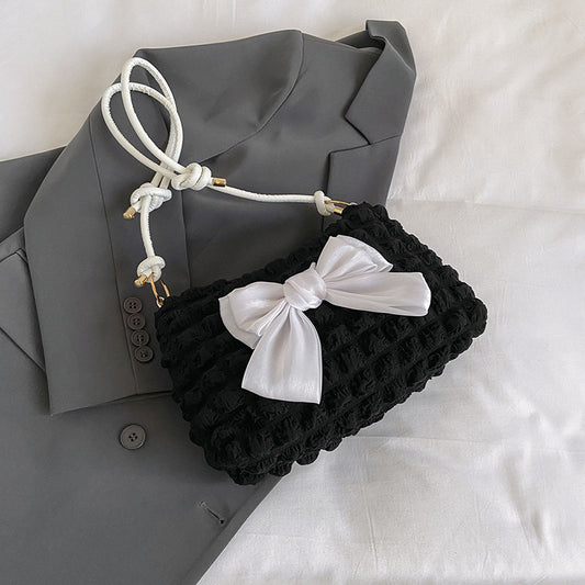 Vintage Tasche für Damen ⎜ Modische Handtasche mit Schleife im Vintage-Stil für Freizeit und Alltag