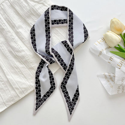 Schmales Seidenband für Damen ⎜ Vielseitiges Accessoire für Hals, Haar oder Tasche mit modischem Print
