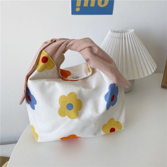 Minitasche für Damen ⎜ Stofftasche mit Knotenverschluss und niedlichem Muster für Schule oder Arbeit