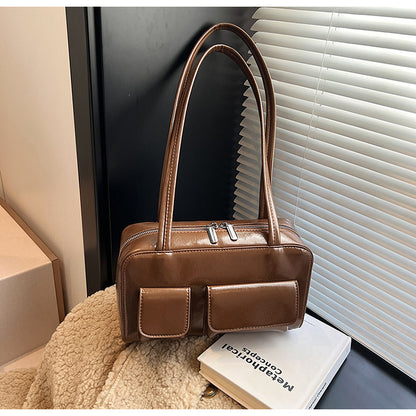 Multifunktionale Umhängetasche für Damen ⎜ Stylische Schultertasche mit Außentaschen im Box-Design