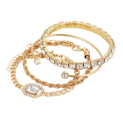 Vintage-inspiriertes Armband-Set ⎜ Mit Strassbesatz und gedrehtem Design für elegante Kombinationen
