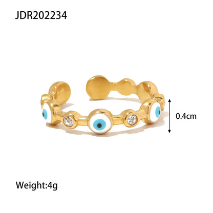 Damenring mit Auge des Schutzes ⎜ Vergoldeter Edelstahlring mit offenem Design für stilvolle und symbolische Looks (18 Karat)