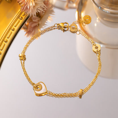 Zartes Herzarmband für Damen ⎜ Doppelkette in Goldoptik für einen femininen, stilvollen Ausdruck