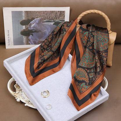 Vintage-inspiriertes Halstuch mit Blumenmuster ⎜ Eleganter Seidenschal für Business und Alltag
