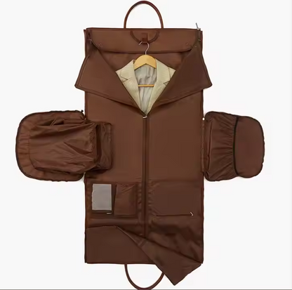 Faltbare Anzugtasche mit Schultergurt ⎜ Elegante Ledertasche für Herren mit integriertem Kleiderfach