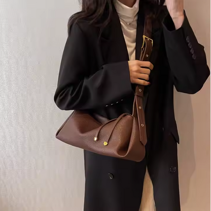 Schultertasche aus Leder für Damen ⎜ Kompakte Umhängetasche im Kissenstil mit verstellbarem Riemen