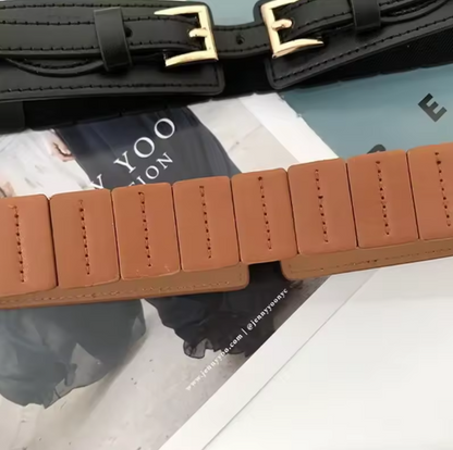 Elastischer Taillengürtel mit Doppelverschluss ⎜ Breites Modell für modische Akzente an Blazern und Kleidern