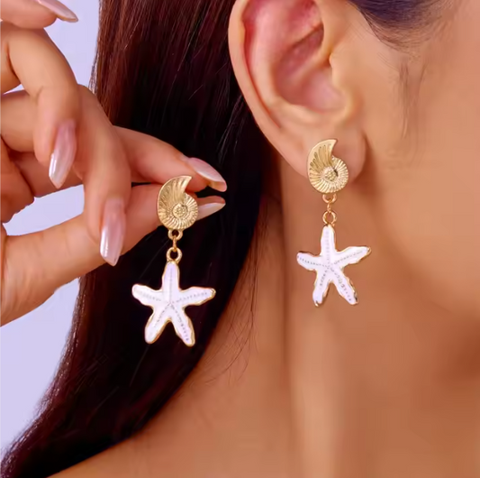 Sommerlicher Ohrschmuck mit Seestern ⎜ Maritimes Motiv für Urlaubs- und Strand-Looks