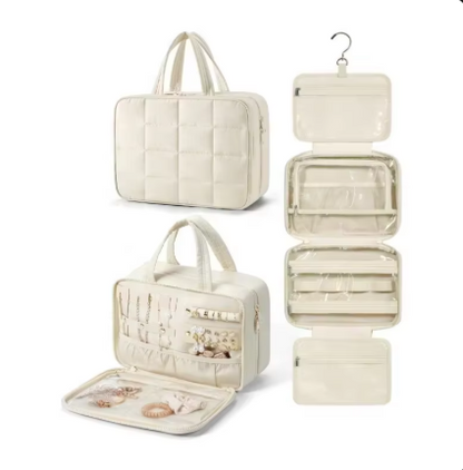 Aufhängetasche für Pflegeprodukte ⎜ Waschbare Kosmetiktasche mit Fächern für unterwegs und zu Hause