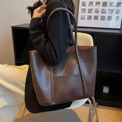 Große Tragetasche für Damen ⎜ Elegante Schultertasche mit Strukturprägung und viel Platz für Unterwegs