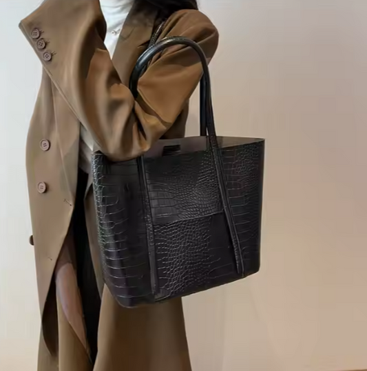 Große Tragetasche für Damen ⎜ Elegante Schultertasche mit Strukturprägung und viel Platz für Unterwegs