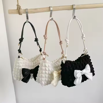 Vintage Tasche für Damen ⎜ Modische Handtasche mit Schleife im Vintage-Stil für Freizeit und Alltag