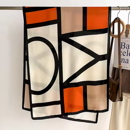 Damen Sommerschal mit grafischem Muster ⎜ Leichtes Tuch für Urlaub, Strand und luftige Outfits