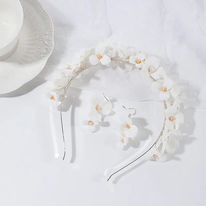 Blumen Haarreif mit Ohrringen für Damen ⎜ Handgefertigter Kopfschmuck für Hochzeit und besondere Anlässe