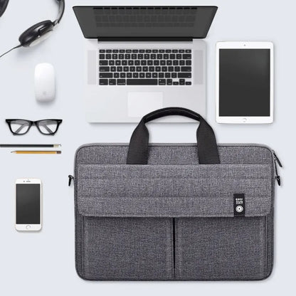 Laptop Schultertasche für Damen und Herren ⎜ Leichte Notebooktasche mit Vordertasche für Zubehör