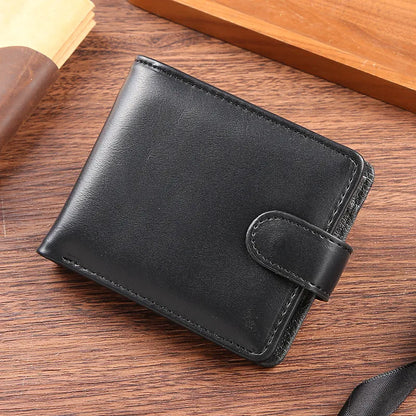 Große PU-Lederbörse mit RFID-Funktion ⎜ Herren-Portemonnaie mit Druckknopf, Münzfach und Kartenaufteilung
