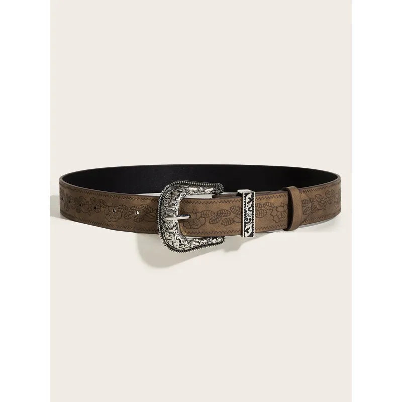 Unisex-Gürtel mit Westernprägung ⎜ Statement-Modell mit Metallschnalle für Jeans und Freizeit